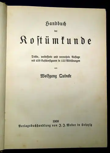 Quincke Handbuch der Kostümkunde 1908 459 Kostümfiguren Geschichte js