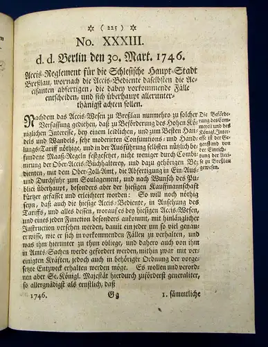 Schlesische Edicten Sammlung 1745-1747 Geschichte Theologie 2. Band apart mb