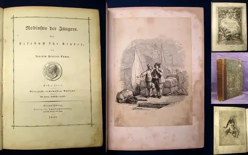 Campe Robinson der Jüngere Ein Lesebuch für Kinder 2 in 1 1848 Ludwig Richter j