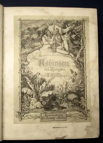 Campe Robinson der Jüngere Ein Lesebuch für Kinder 2 in 1 1848 Ludwig Richter j