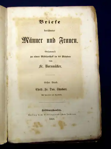 Bornmüller Interessante Geschichten berühmter Männer u Frauen 1858 Bibliophilie
