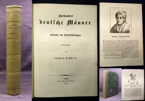 Bechstein Zweihundert deutsche Männer Bildnisse u. Lebensbeschreibungen 1854 j