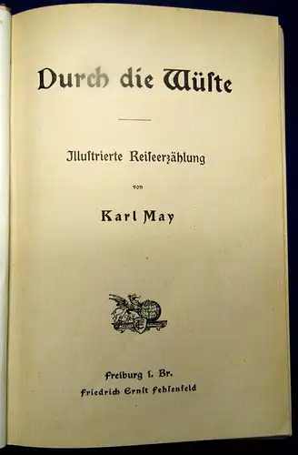 Karl May Fehsenfeld Blau 1908 Bd. 1 Durch die Wüste 6.-10.Tausend Erzählung js