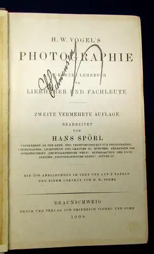 Vogel Photographie Ein kurzes Lehrbuch 1909 106 Abb. 2 Tafeln 1 Porträt mb