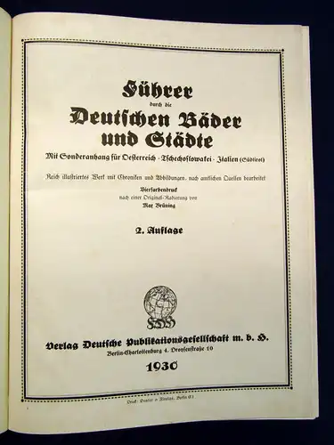 Führer durch die Deutschen Bäder und Städte 1930 Or.Radierung Max Brüning mb