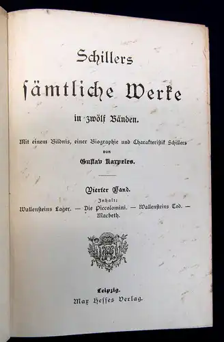 Karpeles Schillers Sämtliche Werke 12 in 4 um 1900 Jugendstil-Ausgabe mb