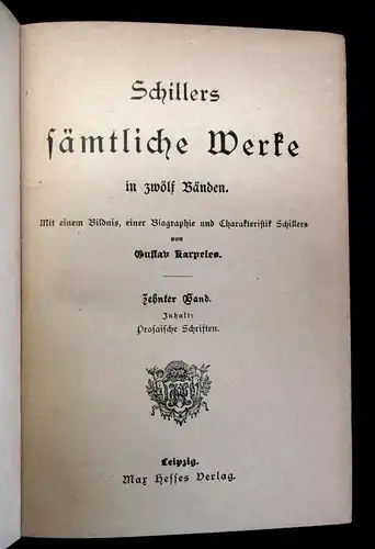 Karpeles Schillers Sämtliche Werke 12 in 4 um 1900 Jugendstil-Ausgabe mb