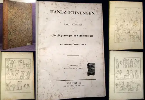 Kärcher Handzeichnungen Mythologie u. Archäologie 5 Hefte in 1, 1825 js