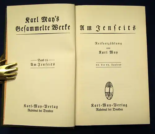 Karl May's Gesammelte Werke Bd. 25 "Am Jenseits" Erzählung um 1930  js