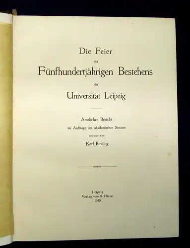 Binding Die Feier des Fünfhundertjährigen Bestehens der Universität Leipzig 1910