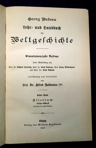 Weber Lehr- u. Handbuch der Weltgeschichte 4 Bde. sehr dekorativer Hldr. 1909 j