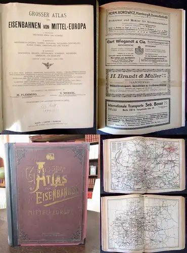 Grosser Atlas der Eisenbahnen von Mittel-Europa um 1911 35x25 Deutsches Reich js