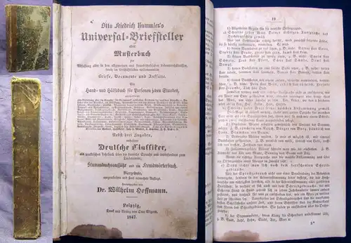 Hoffmann Universal- Briefsteller oder Musterbuch Deutsche Classiker 1847 js