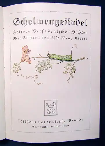 Schelmengesindel Heitere Verse deutscher Dichter Bilder von Else Wenz um 1930 js