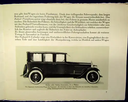 Or. Verkaufsprospekt Packard-Automobil für die Vertretung ,Arnold Hansen 1924 js