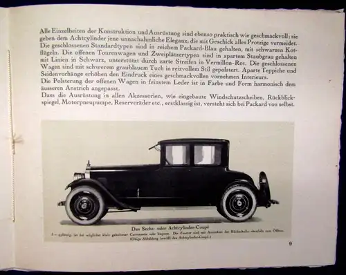 Or. Verkaufsprospekt Packard-Automobil für die Vertretung ,Arnold Hansen 1924 js