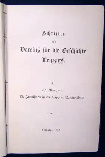 Schriften des Vereins für die Geschichte Leipzigs 1-4 komplett 1872 Wissen js
