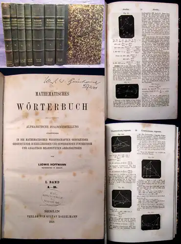 Hoffmann Mathematisches Wörterbuch Alphabetisch Mischauflage 1858-1861 js