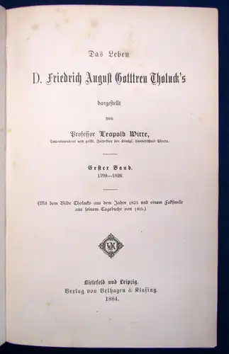 Witte Das Leben D. Friedrich August Gotttreu Tholuck`s 1884/86  js