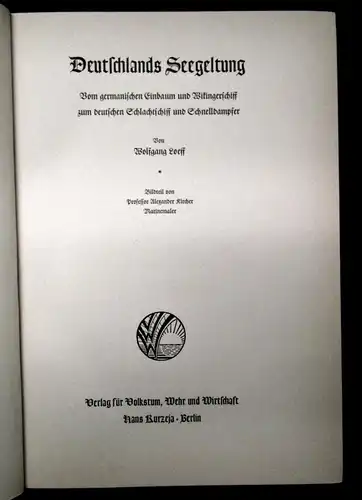 Loeff Deutschlands Seegeltung 1939 Germanischer Einbaum u. Vikingerschiff js