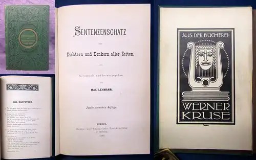 Lehmann Sentenzenschatz aus Dichtern und Denkern aller Zeiten 1881 Lyrik js