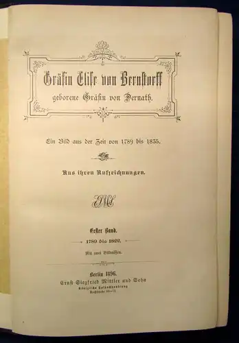 Gräfin Elise von Bernstorff geborene Gräfin von Dernath 1789 bis 1835, 1896 js