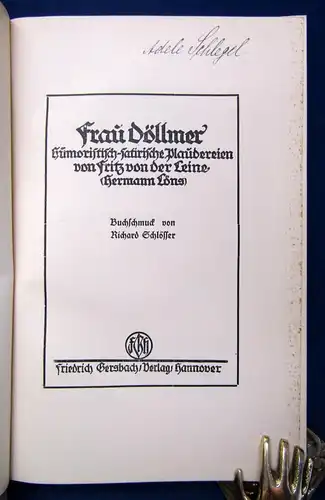 Leine Frau Döllmer Humoristisch-satirische Plaudereien Or.Ledereinband 1900 js