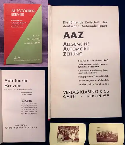 Arnau Autotouren Brevier Ein Führer für Automobilreisende Bd.1 Ungarn 1932 js