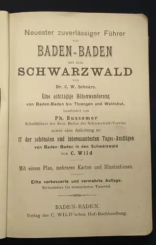 Schnarchs Führer von Baden-Baden und dem Schwarzwald um 1900 Ausflüge js