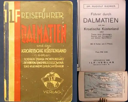 Sieber Führer durch Dalmatien u. das Kroatische Küstenland 1929 8 Karten js