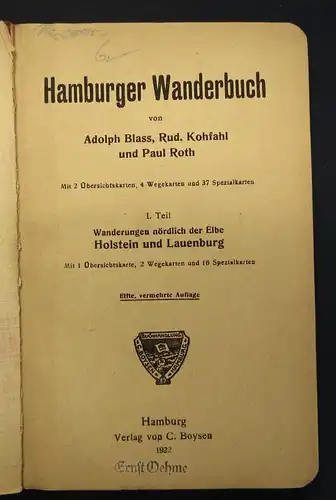 Roth Hamburger Wanderbuch 2 Bde. 1922 Holstein, Lauenburg,Lüneburger Heide js