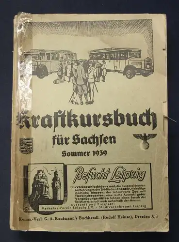 Kraftkursbuch für Sachsen Sommer 1939 Kraftwagenlinien in Sachsen js