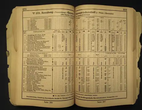 Kraftkursbuch für Sachsen Sommer 1939 Kraftwagenlinien in Sachsen js