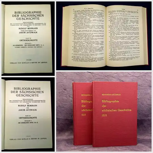 Bemmann Bibliographie der sächsischen Geschichte 1970 2 Bde Geschichte Recht mb