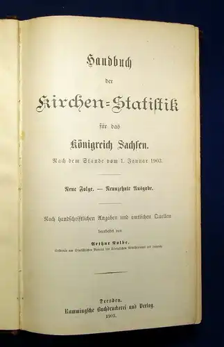 Kolbe Handbuch der Kirchen-Statistik für das Königreich Sachsen Stand Jan1903 js