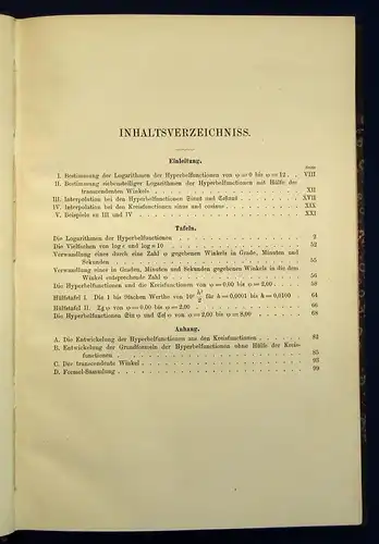 Ligowski Tafeln der Hyperbelfunctionen u. d. Kreisfunctionen 1890 Theorie js