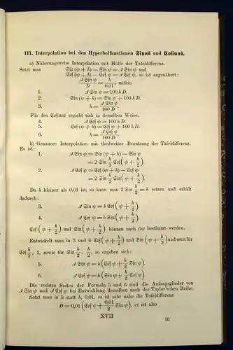 Ligowski Tafeln der Hyperbelfunctionen u. d. Kreisfunctionen 1890 Theorie js