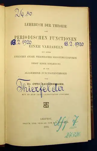 Rausenberger Lehrbuch d. Theorie der Periodischen Functionen 1884 Variablen js