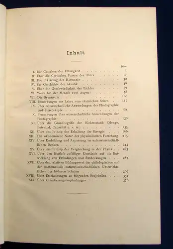 Mach Populär-Wissenschaftliche Vorlesungen 1903 60 Abbildungen Allg. Bildung js