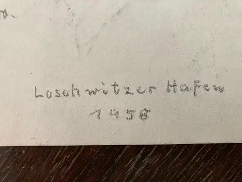Hassebrauk, Ernst Dresden - Loschwitzer Hafen 1958 signiert Buntstift auf Papier