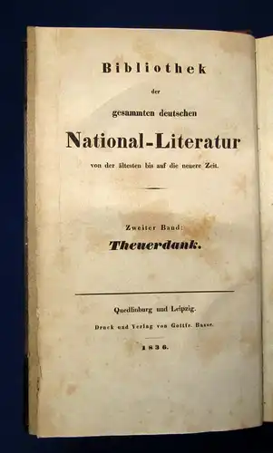 Haltaus Theuerdank Bibliothek der gesammten deutschen National-Literatur 1836 js