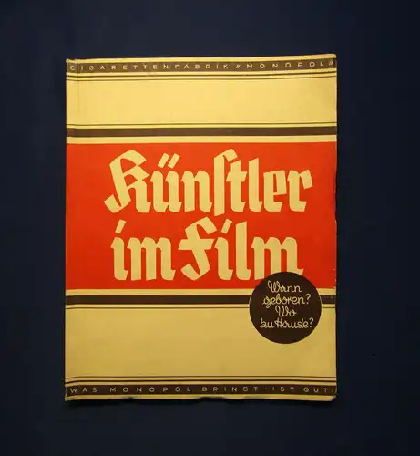 Monopol Künstler im Film Wann geboren? Wo zu Hause? 1936 Kunst Kultur Künstler m