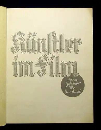 Monopol Künstler im Film Wann geboren? Wo zu Hause? 1936 Kunst Kultur Künstler m