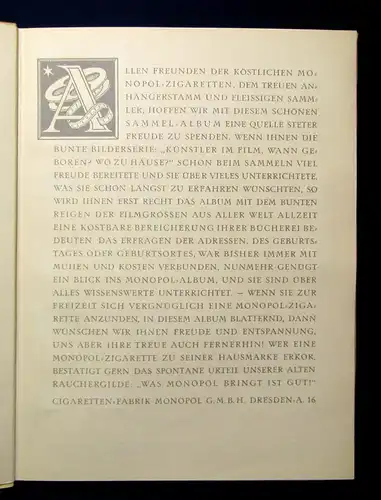 Monopol Künstler im Film Wann geboren? Wo zu Hause? 1936 Kunst Kultur Künstler m