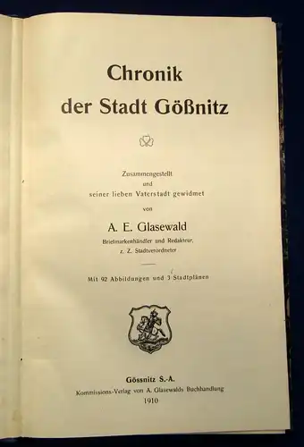 Glasewald Chronik der Stadt Gößnitz 1910 Ortskunde 92 Abb. 3 Stadtpläne js