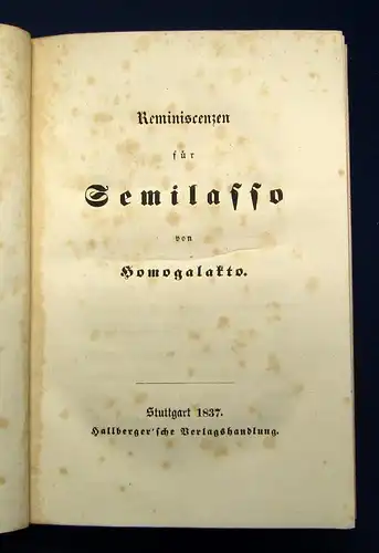 Reminiscenzen für Semilasso von Homogalakto 1837 dekorativer Halbleder js