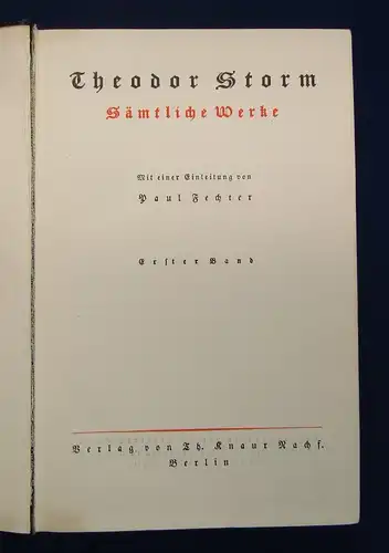 Theodor Storm Sämtliche Werke in 2 Bänden um 1920 Klassiker Belletristik js