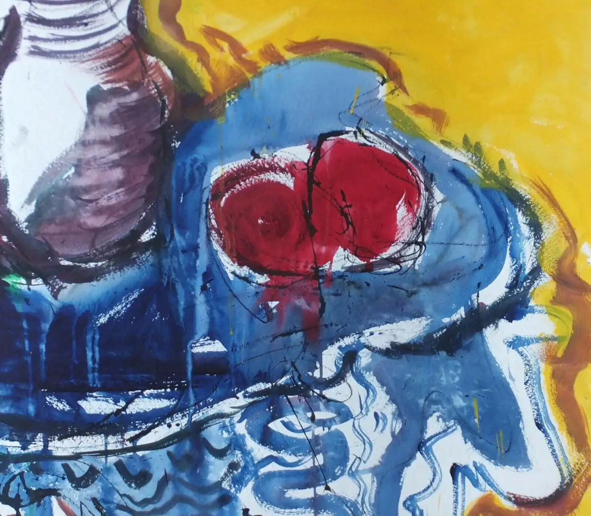 Hassebrauk, Ernst Stillleben auf Gelb Gouache 1957 Schätzpreis 100x74cm 3