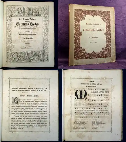 Dr. Martin Luthers deutsche Geistliche Lieder 1840 als Festschrift Holschnitt js