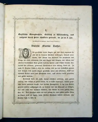 Dr. Martin Luthers deutsche Geistliche Lieder 1840 als Festschrift Holschnitt js